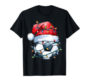 Soccer Ball Santa Hat Xmas Funny Christmas Soccer Lover T-Shirt