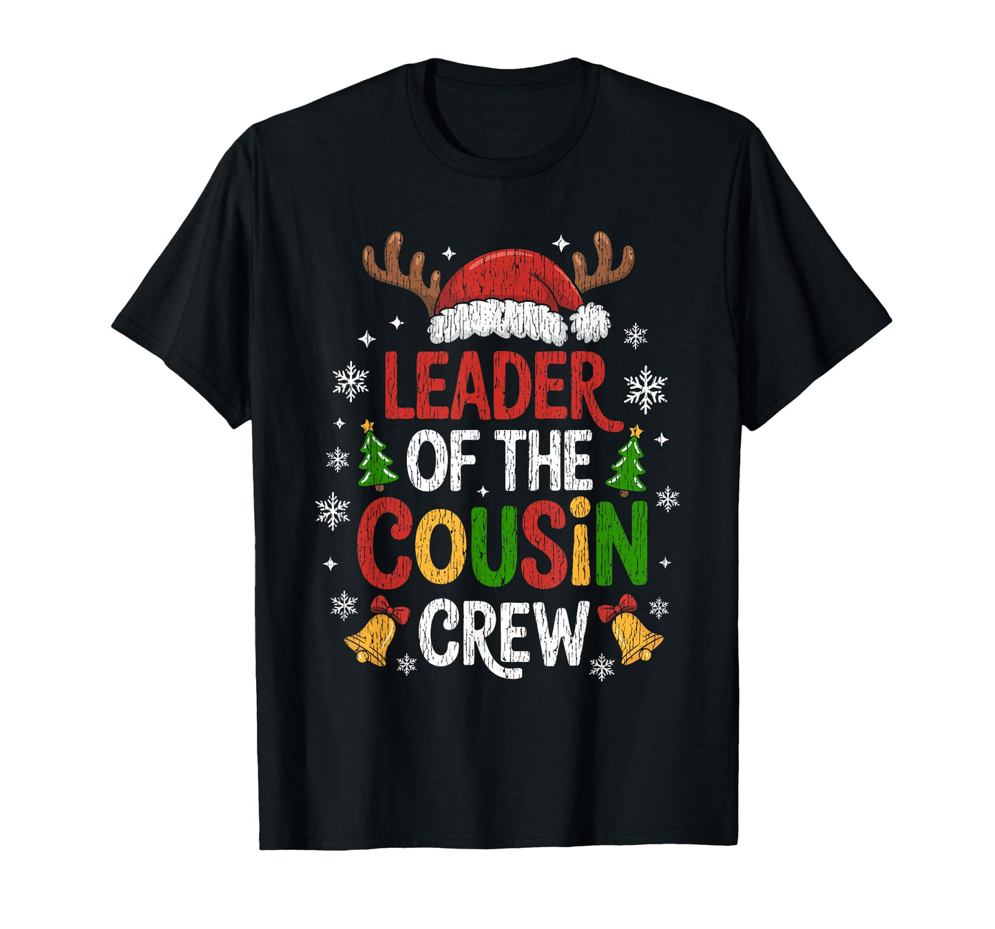 Leader of The Cousin Crew Christmas Family Matching Xmas T-Shirt