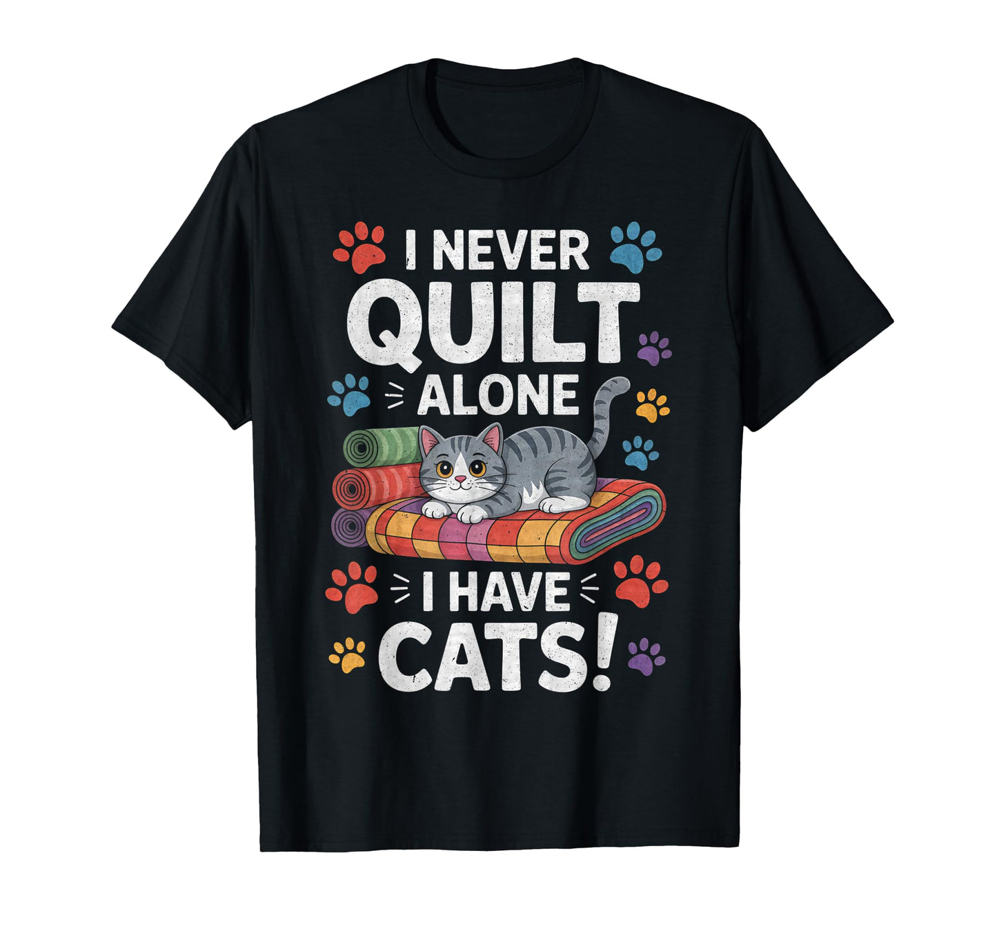 Funny Quilting Art for Men Women Cat Quilt Sewing Quilter T-Shirt