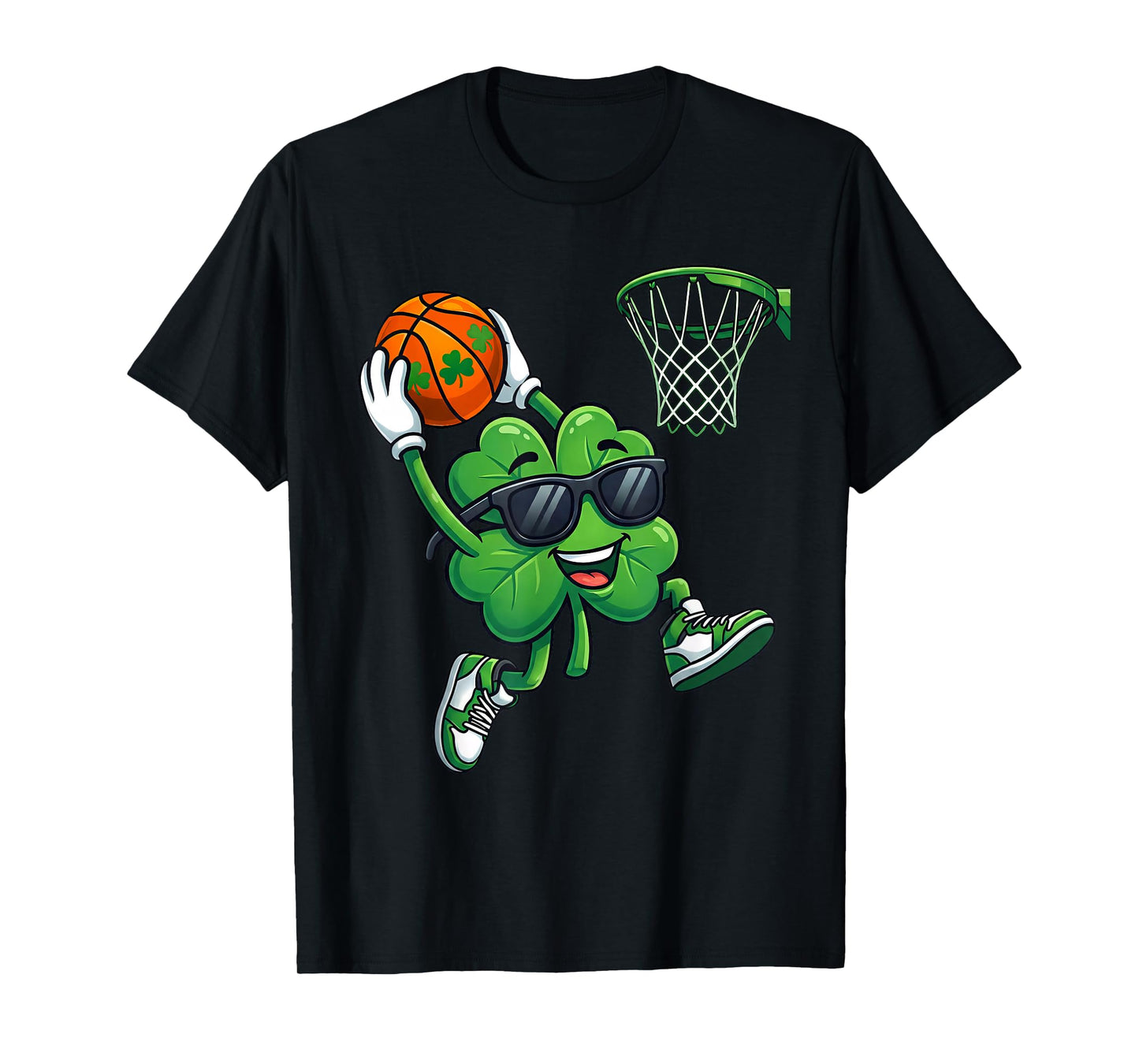 Shamrock Playing Basketball St Patricks Day Kids Boys T-Shirt