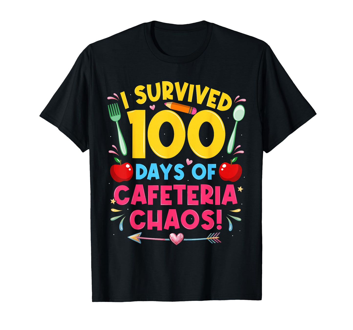 I Survived 100 Days of School Cafeteria Chaos Lunch Lady T-Shirt