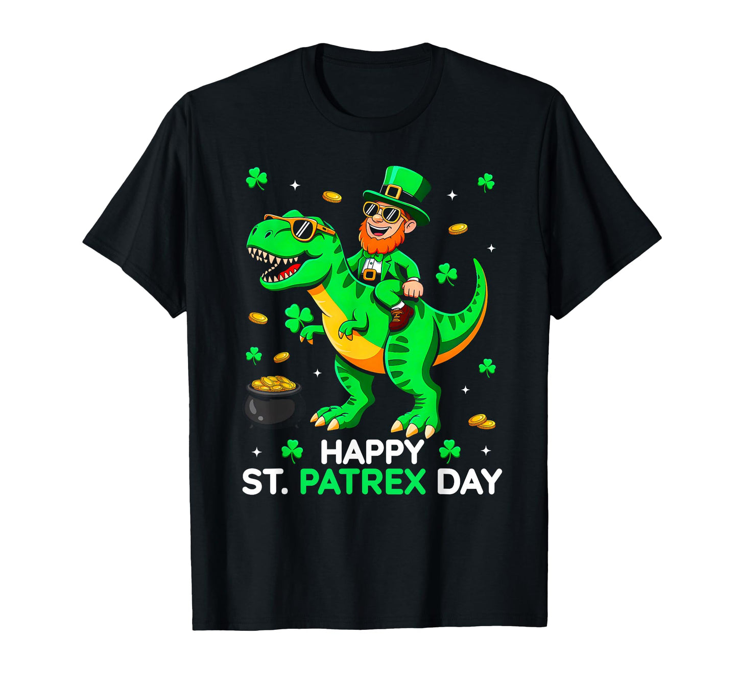 Dinosaur St Patricks Day Leprechaun Saint Pattys Boys Kids T-Shirt