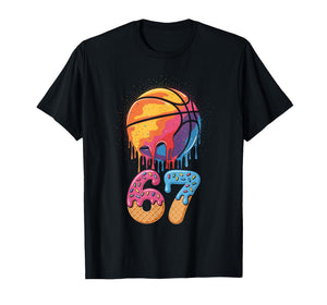 67 Player 67th Birthday Basketball Drip Number Ice Cream 67 T-Shirt