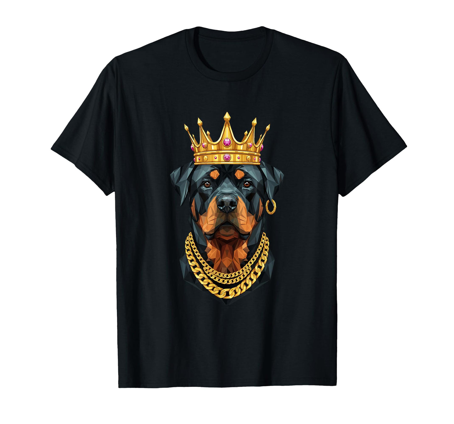 Rottweiler Dog Gangster Golden Crown King Regal Art T-Shirt