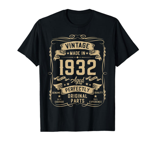Vintage 1932 94yr 94th Birthday Gifts for Men 94 Years Old T-Shirt
