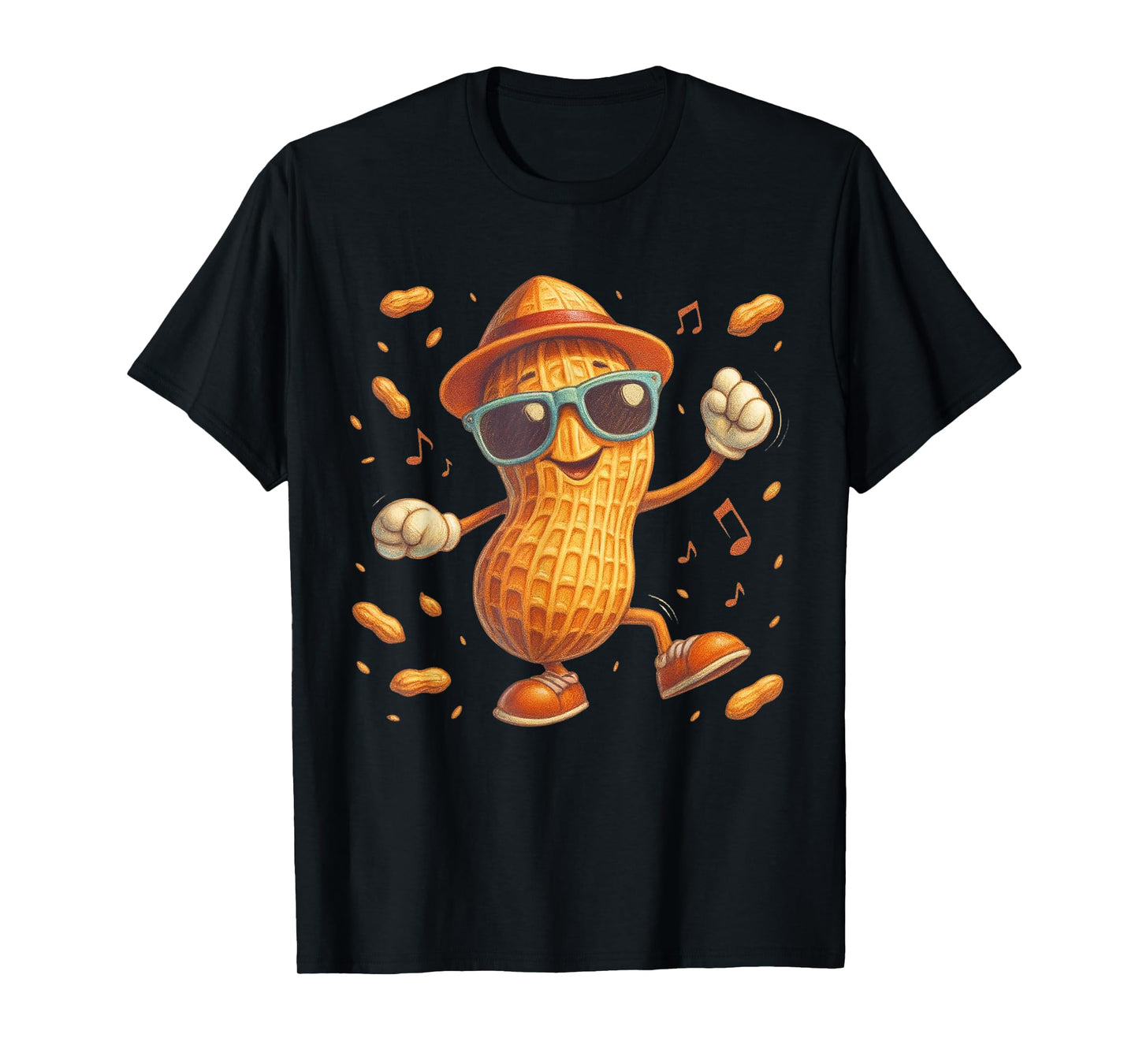 Funny Peanut Cartoon Character Cute Snack Lover T-Shirt
