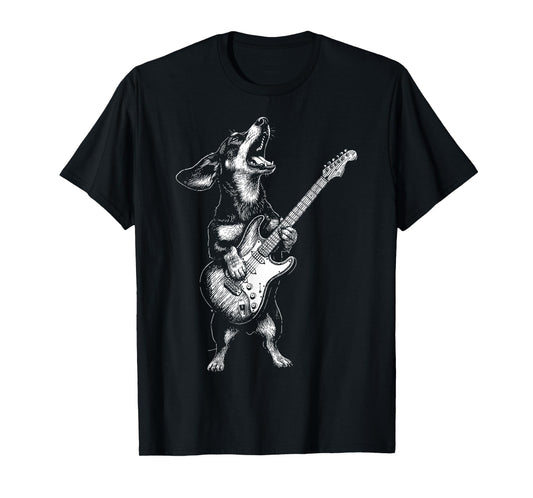 Dachshund Playing Guitar Weiner Dog T-Shirt