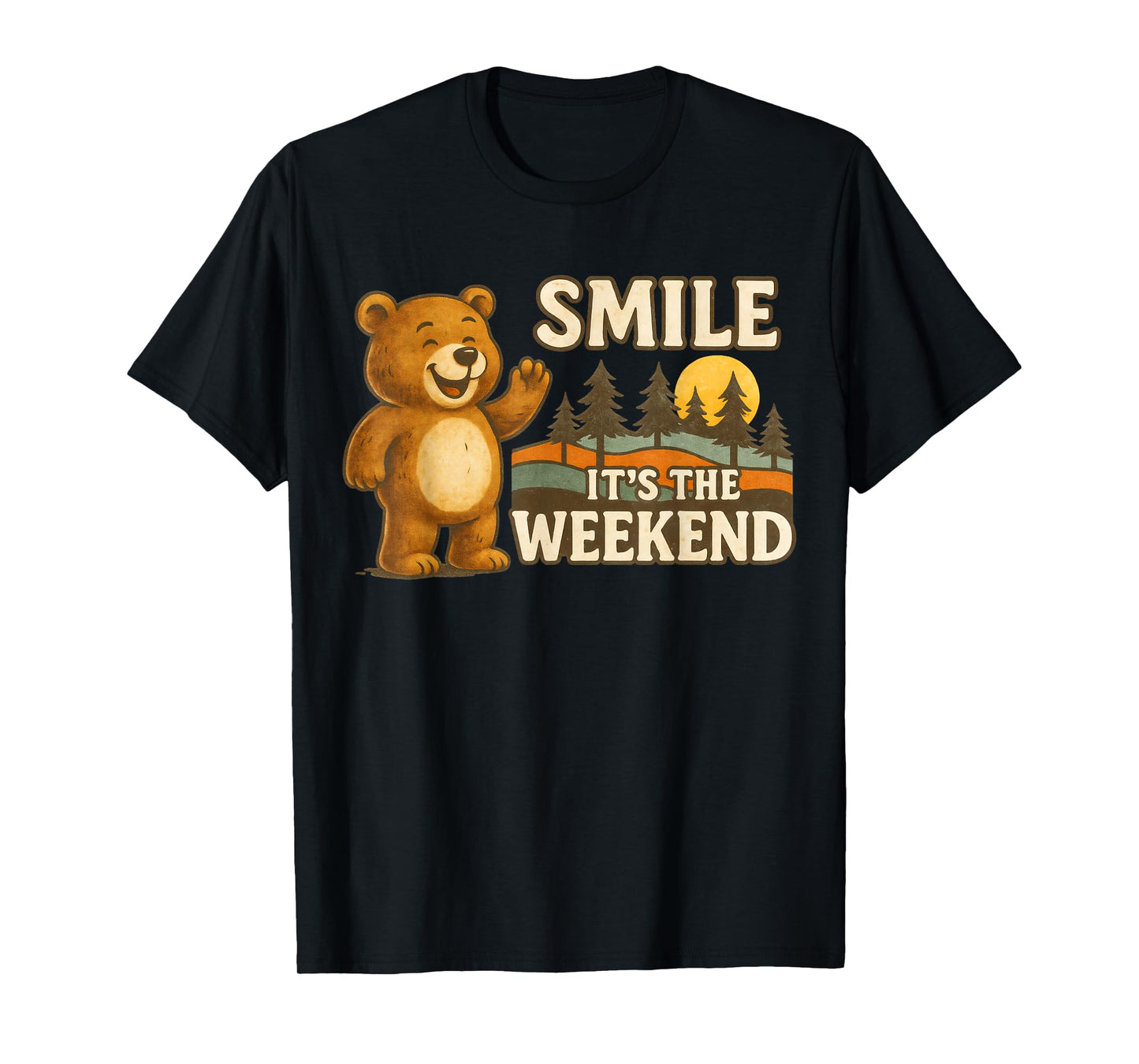 Smile It’s The Weekend Camping Nature Hiking Boys Girls Kids T-Shirt