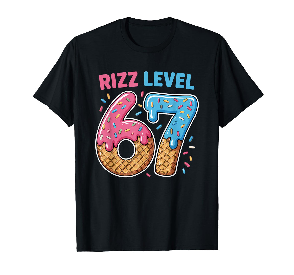 Rizz Level 67 Alpha Slang Gen 67th Number Ice Cream Drip 67 T-Shirt