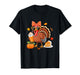 Turkey Drinking Coffee Bow Thanksgiving Womens Turkey Day T-Shirt