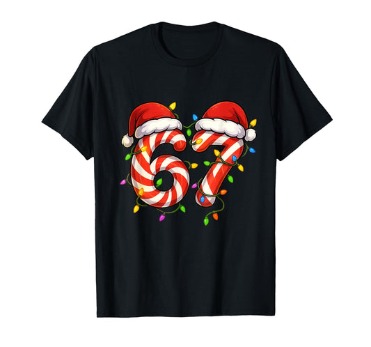 Viral 67 Candy Canes Santa Holiday Kids Humor T-Shirt
