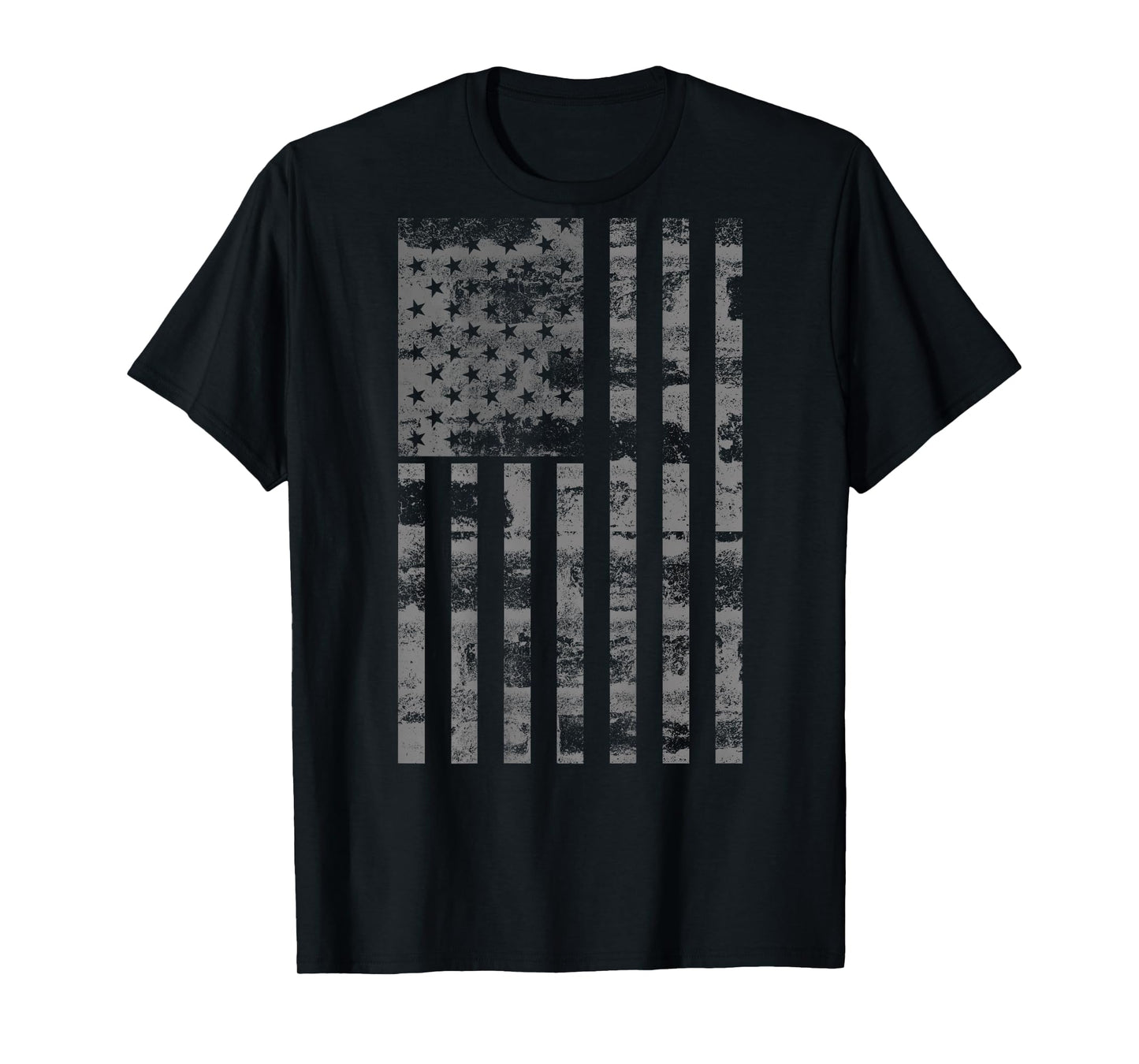(Art on Back) American USA Flag Patriotic Distressed Graphic T-Shirt