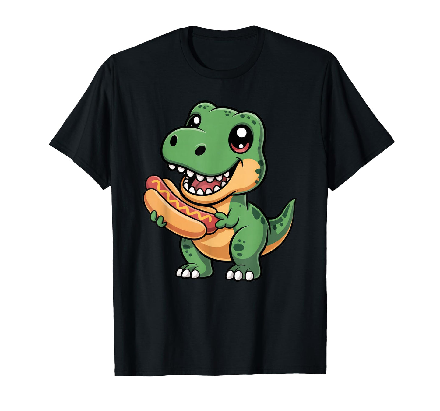 Dinosaur Eating a Hot Dog Shirt Cute T Rex Hot Dog T-Shirt