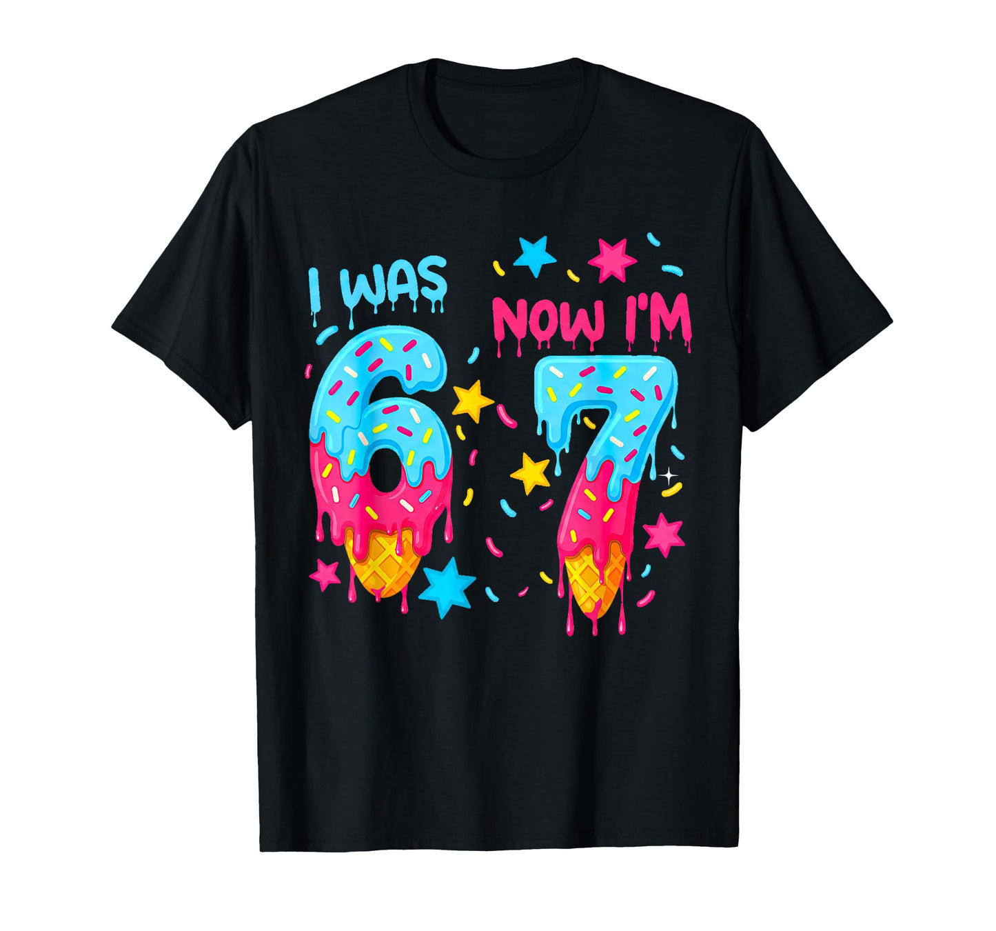 I was 6 Now I'm 7 Funny 7th Birthday Kids Ice Cream Drip T-Shirt