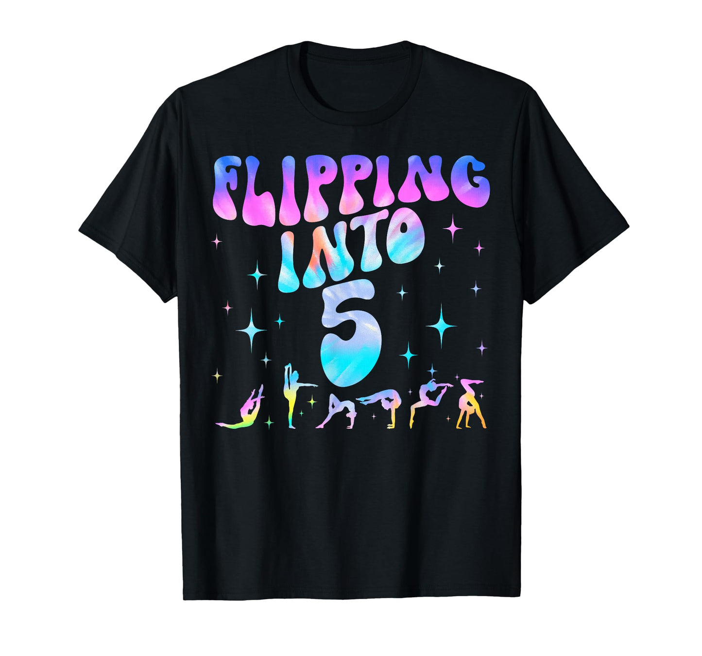 Flipping Into 5th Birthday Gymnastic 5 Years Old Girl Party T-Shirt