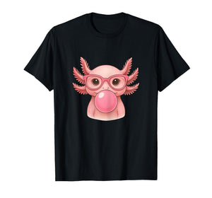 Funny Axolotl Bubble Gum for Women. Cute Axolotl Glasses T-Shirt