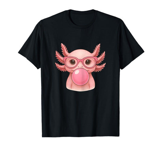 Funny Axolotl Bubble Gum for Women. Cute Axolotl Glasses T-Shirt