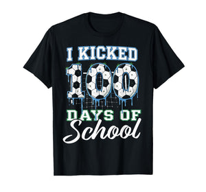 I Kicked 100 Days of School Soccer Ice Cream Drip 100th Day T-Shirt