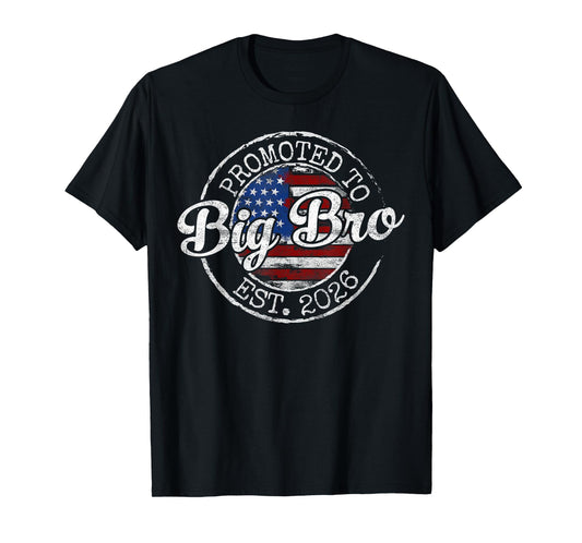 Promoted to Big Bro Est 2026 Stamp First Time Brother to Be T-Shirt