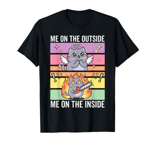 Cat with Chainsaw, Angry Cat, Dark Humor T-Shirt