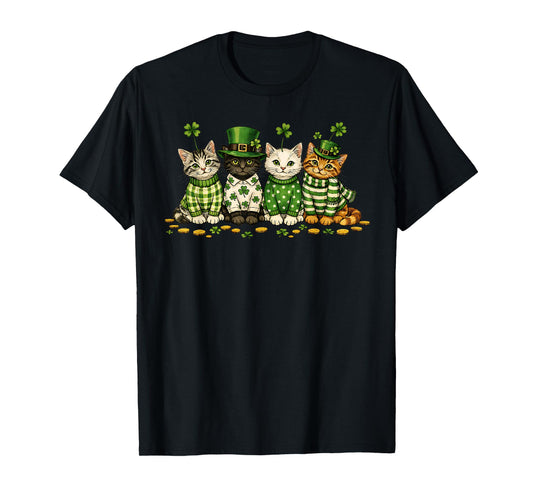 St Patricks Day Cats Saint Paddys Kitten Men Women Kids T-Shirt