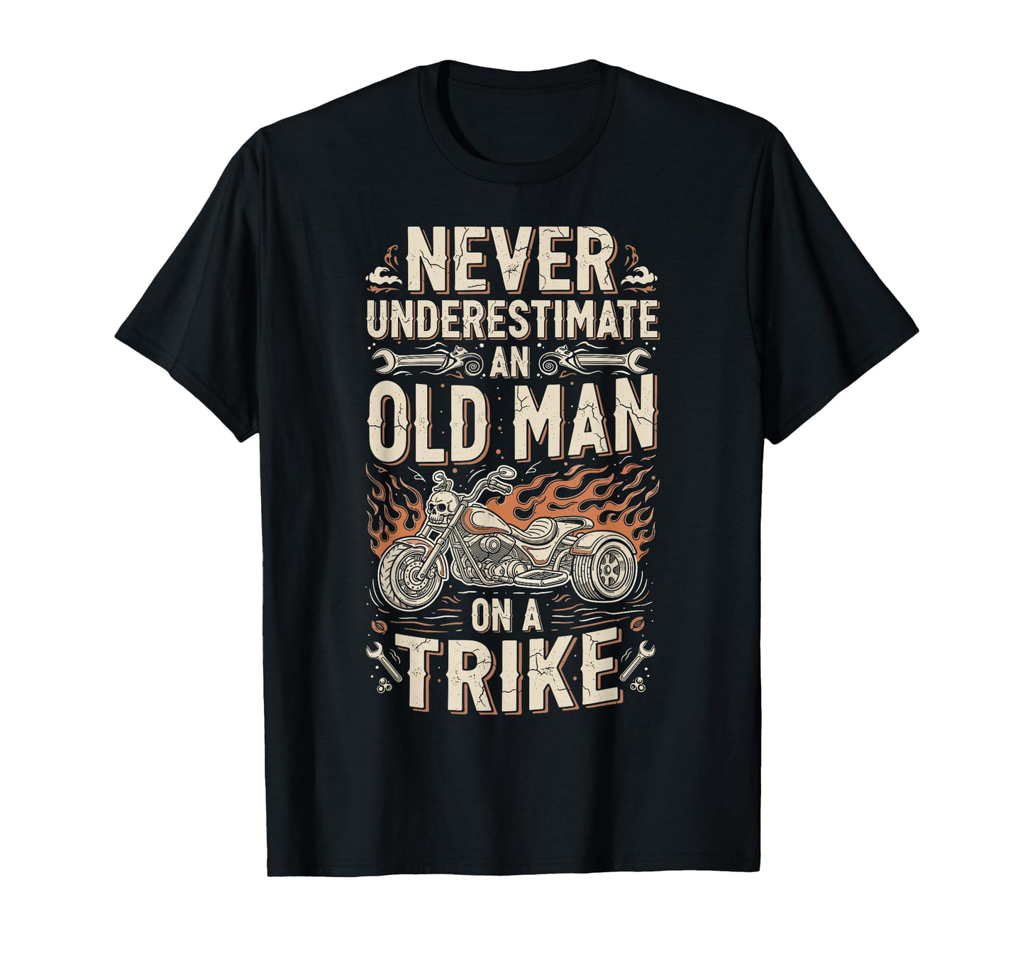 Funny Never Underestimate an Old Man on a Trike Grandpa T-Shirt