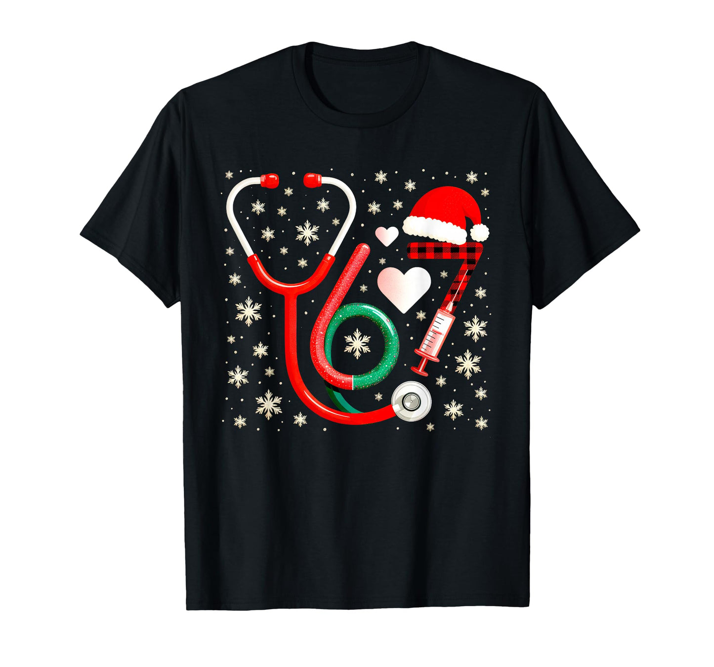 Funny 67 Meme Nurse Six Seven Nursing Festive Christmas T-Shirt