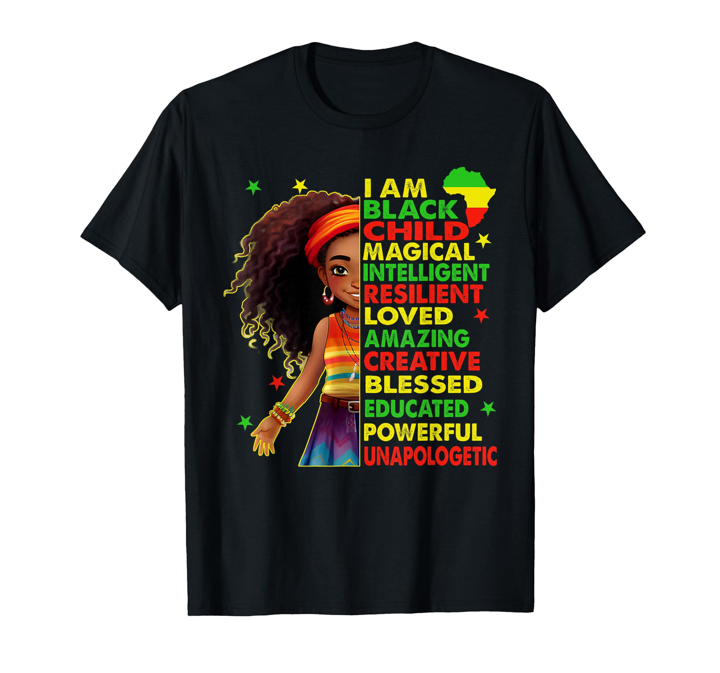 I Am Black Child Juneteenth African American Girls Kids T-Shirt