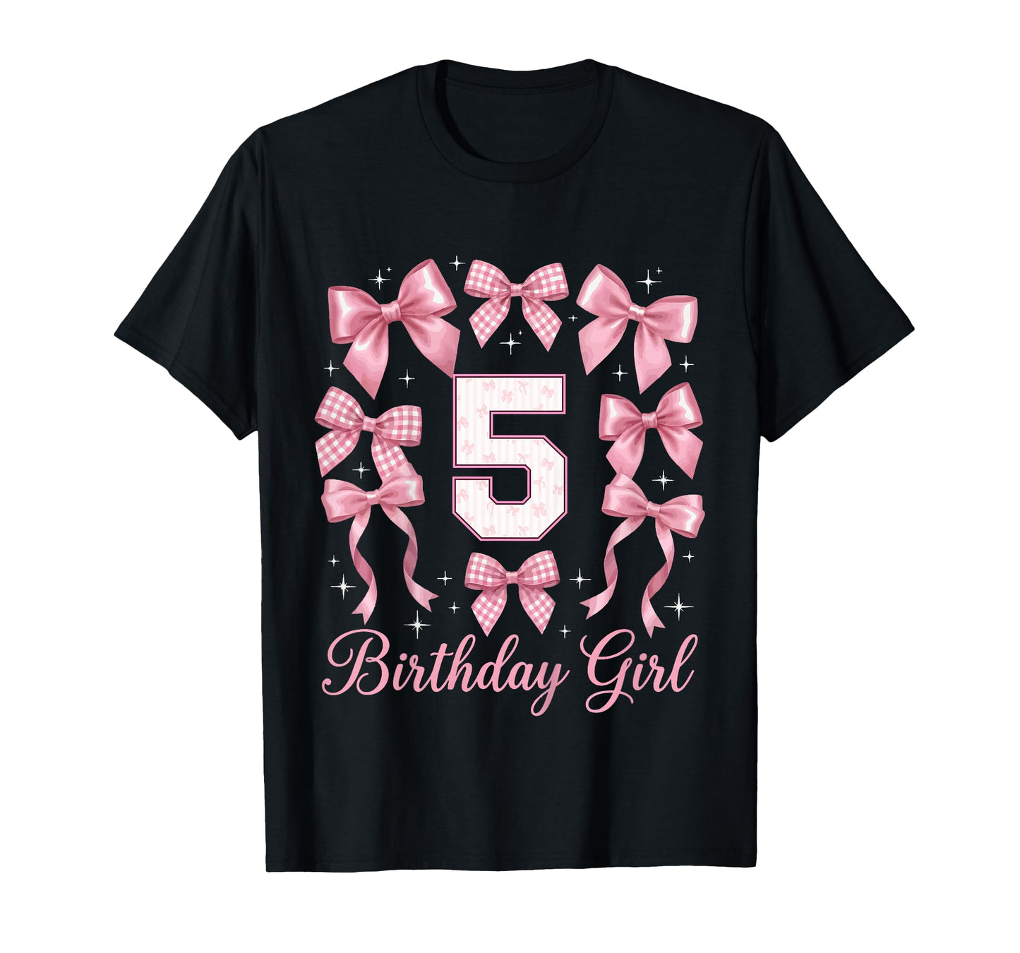 Kids 5th Birthday Shirt Girl Coquette Bow Kids Five 5 Year Old T-Shirt