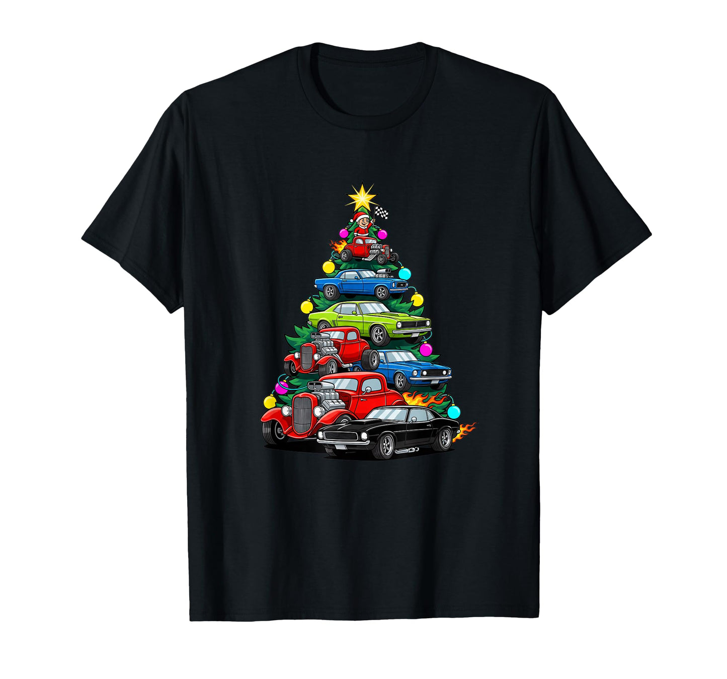 Cars & Trucks Vintage Muscle Car Christmas Tree T-Shirt