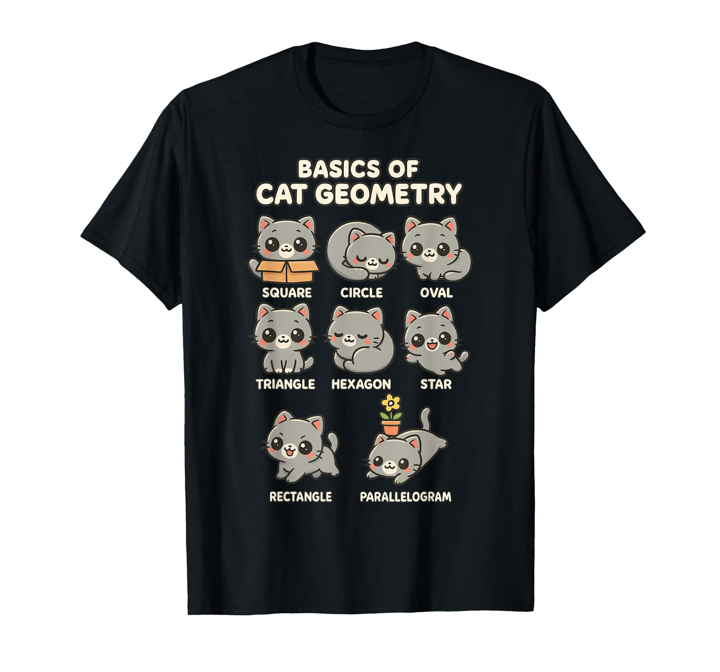 Basics of Cat Geometry Funny Cat Math Physics Science Humor T-Shirt