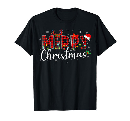 Merry Christmas Buffalo Plaid T-Shirt