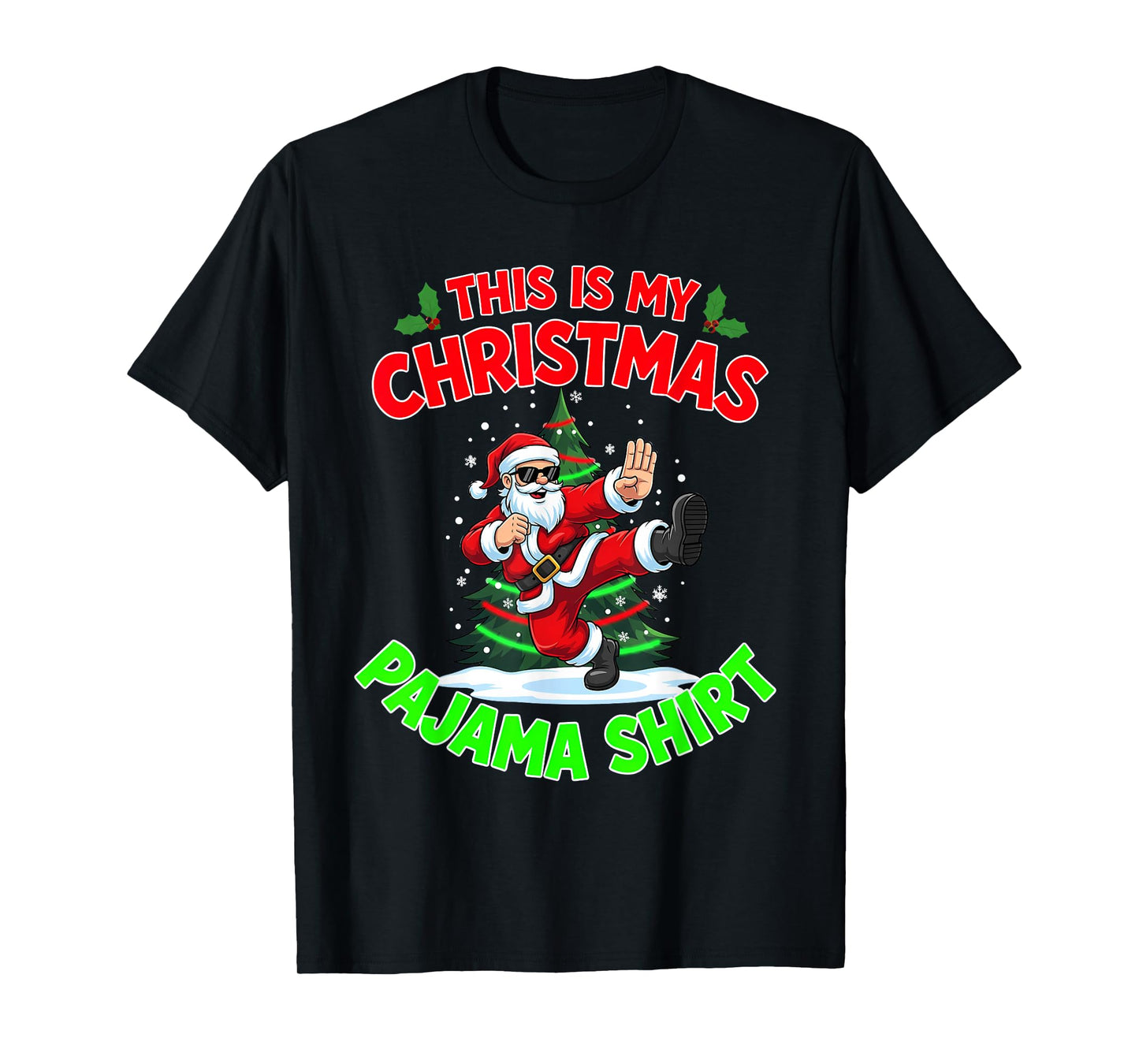 This is My Christmas Pajama Santa Claus Playing Karate T-Shirt