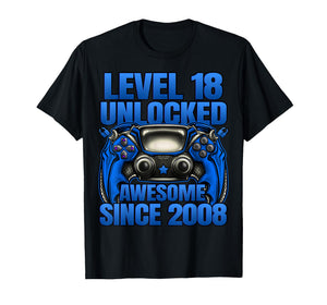 Level 18 Unlocked 18 Year Old Gifts Boys 18th Birthday Boy T-Shirt