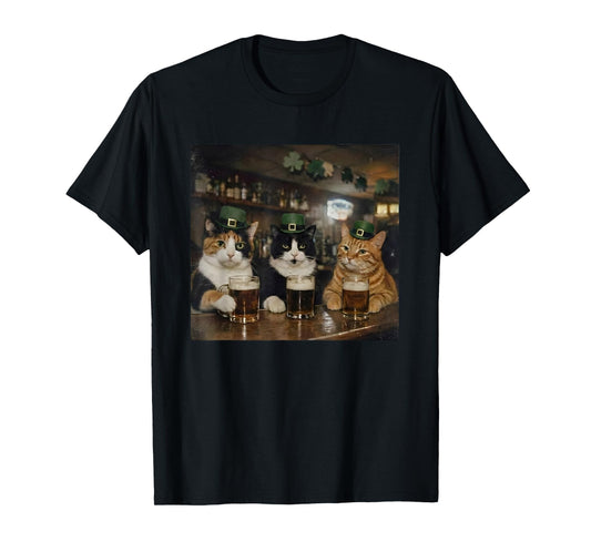St Patricks Day Drinking Cats Leprechaun Hats Bar T-Shirt