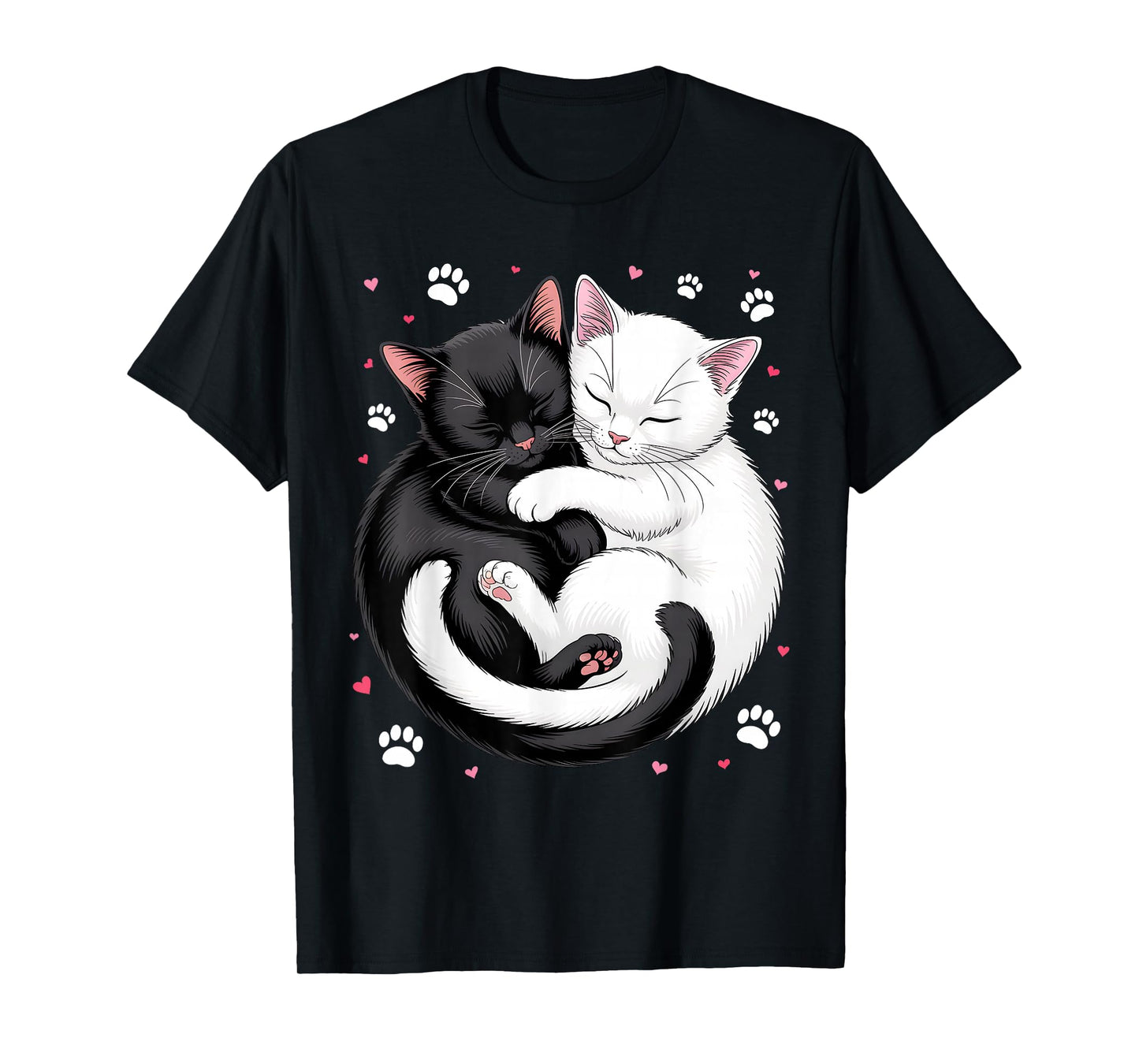 Yin and Yang Pet Cat Black White Cats T-Shirt