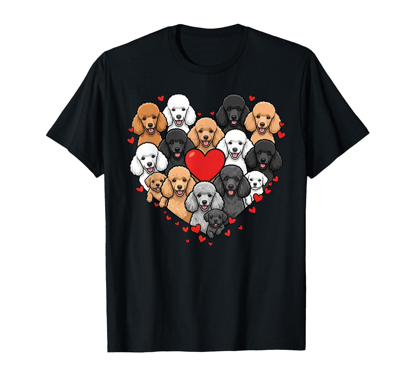 Cute Poodle Heart Love Dog Pet Valentine T-Shirt