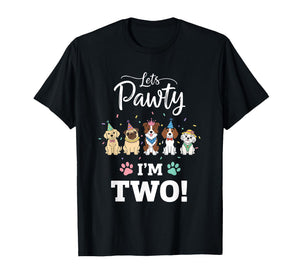 Dog Lets Pawty I'm Two! Puppy Birthday Party Design T-Shirt