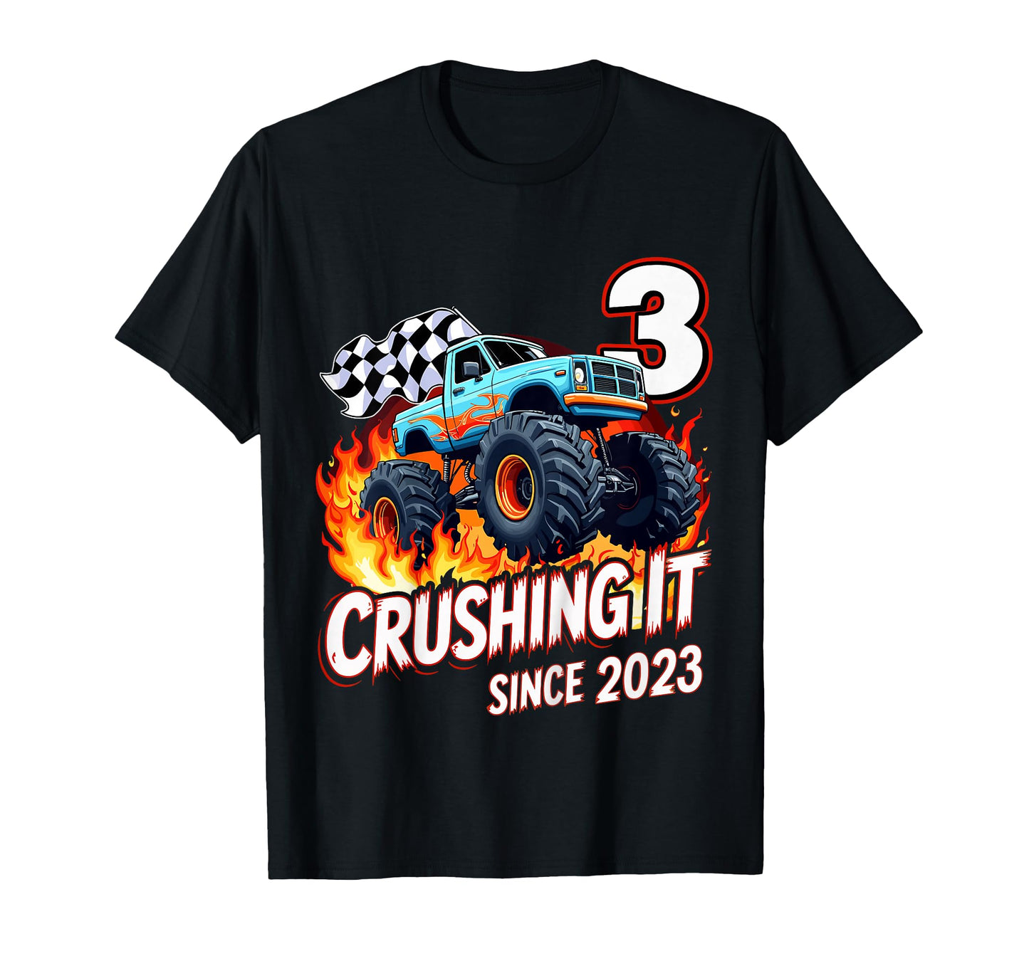 Kids 3rd Birthday Monster Truck 3 Year Old Boys Born 2023 T-Shirt