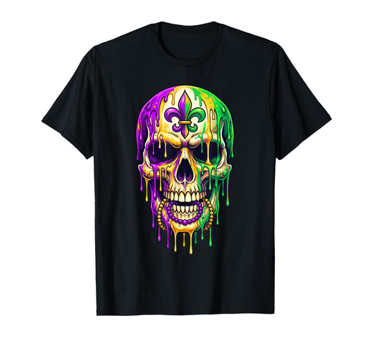 Mardi Gras Skull Fleur de Lis Voodoo New Orleans Doctor T-Shirt