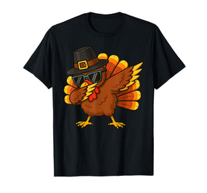 Thanksgiving Day Pilgrim Funny Dab Dabbing Turkey Boys Men T-Shirt