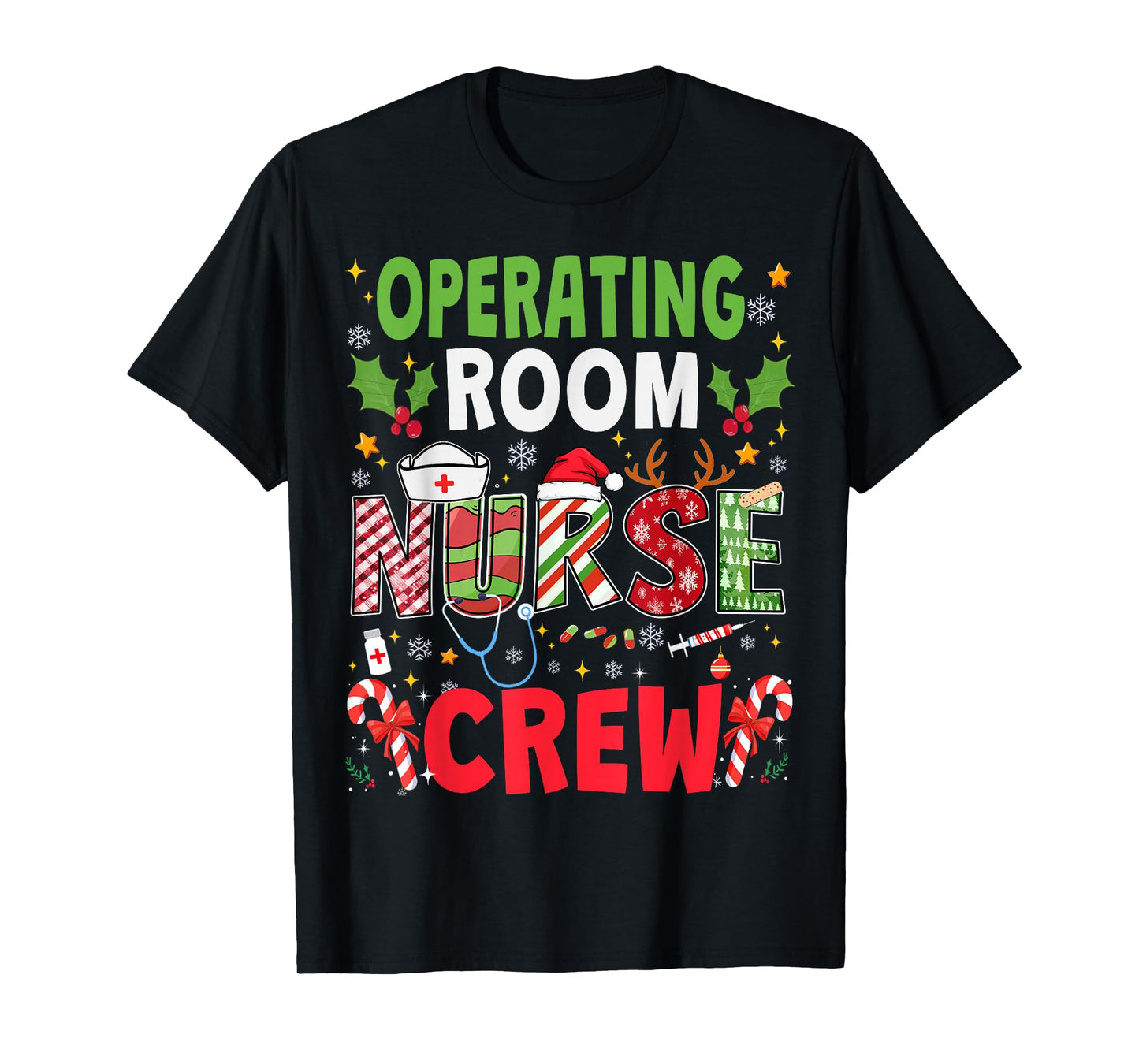 Operating Room Nurse Christmas Crew Funny Xmas Nurse Pajama T-Shirt
