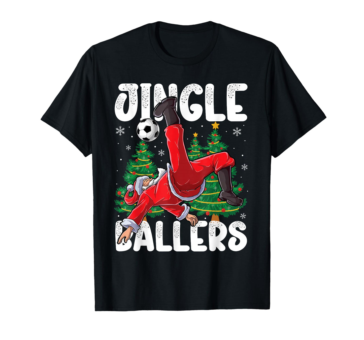 Jingle Ballers Santa Football Christmas Soccer Plaid T-Shirt
