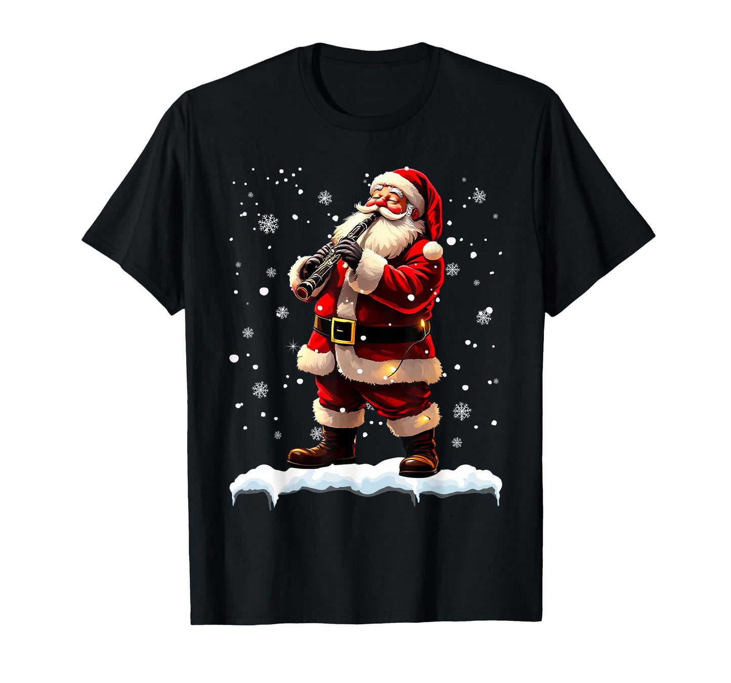 Santa Claus Playing Clarinet Christmas Xmas Music T-Shirt