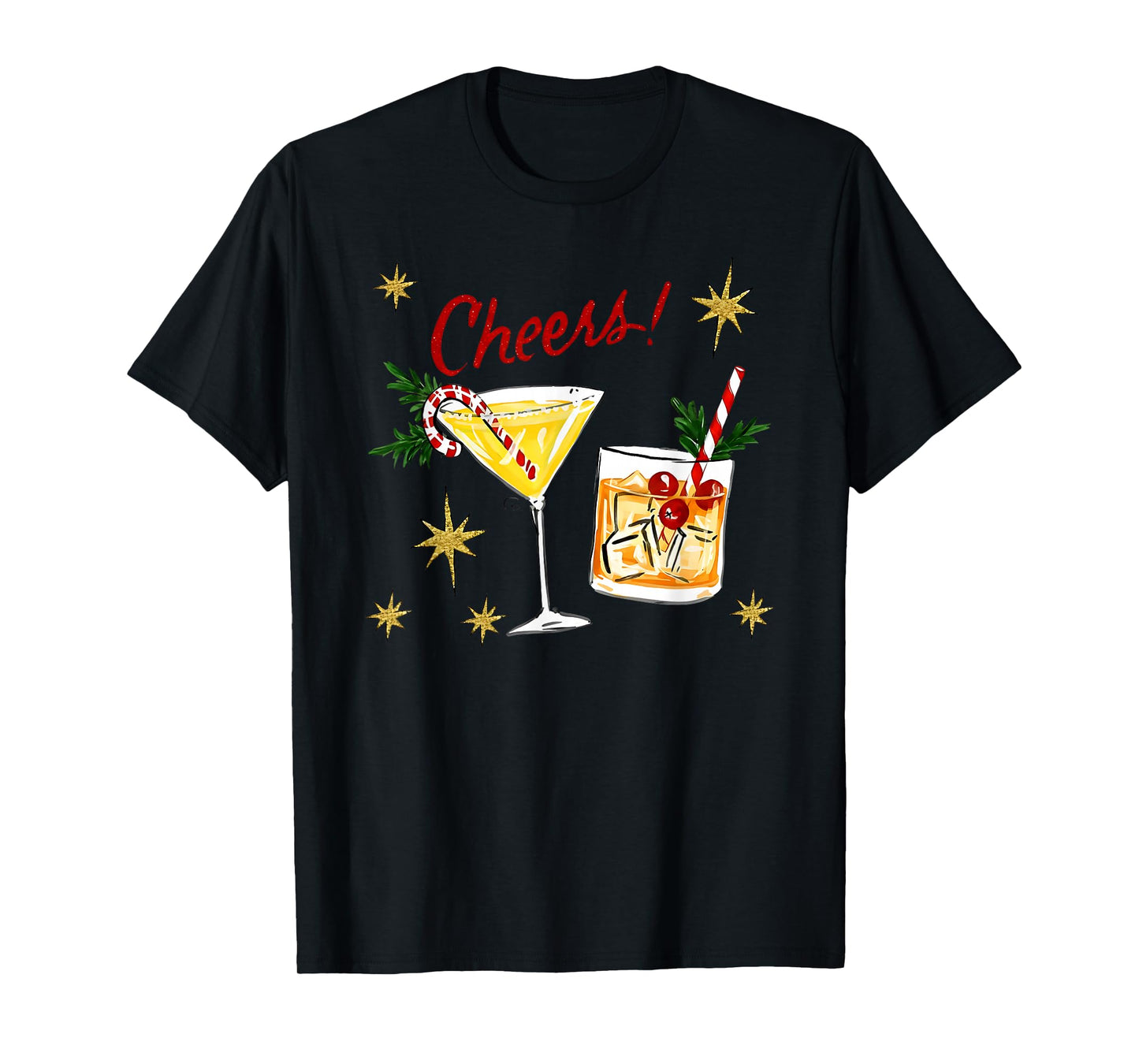 Full of Holiday Spirit Cheers Martini Christmas Drinks Women T-Shirt
