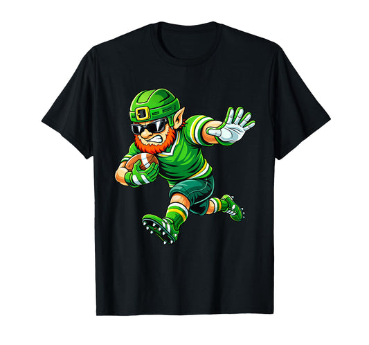 Football St Patricks Day Boys Kids Sport Green Leprechaun T-Shirt