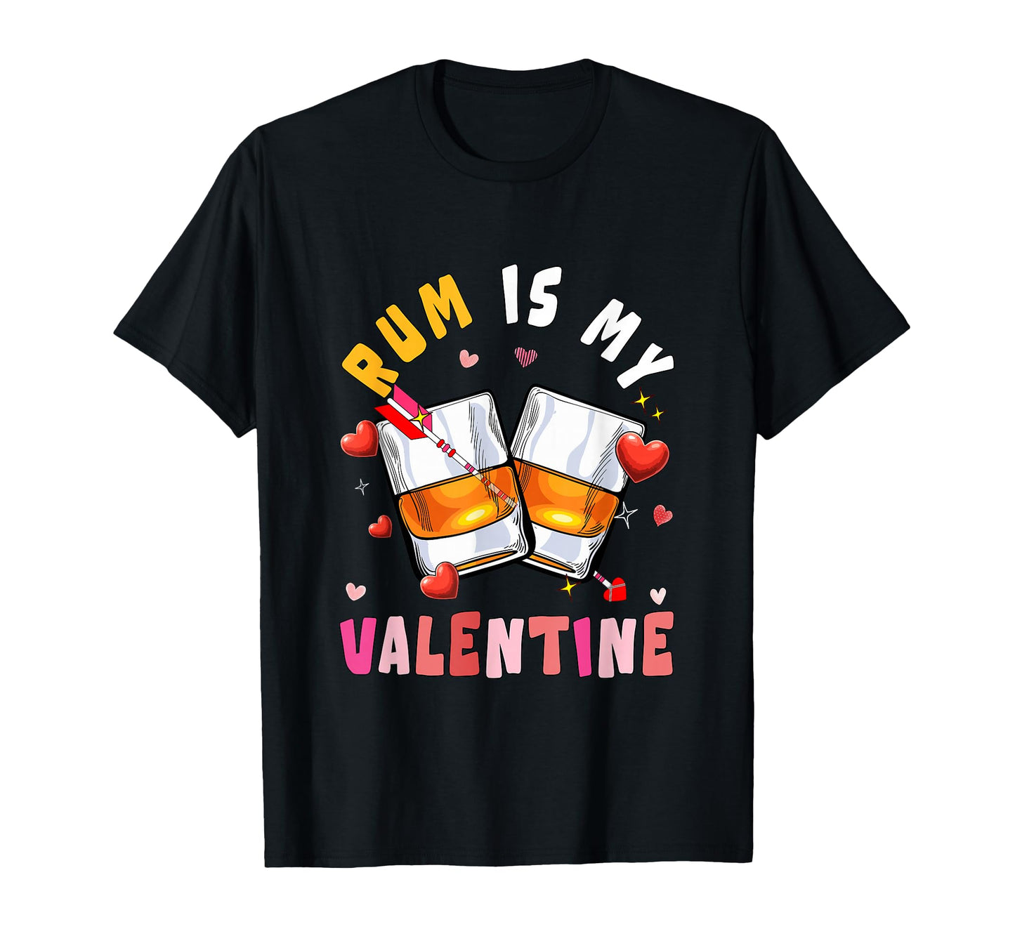 Rum is My Valentine Hearts Matching Drinker Family Couple T-Shirt
