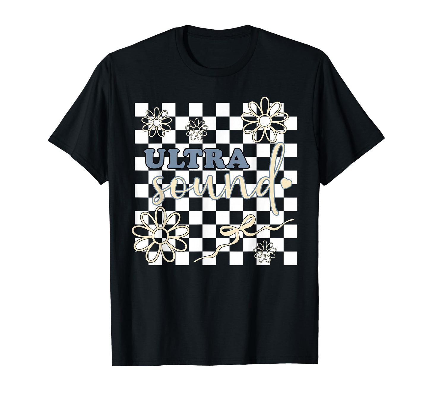 Retro Ultrasound Tech Floral Bow Sonographer RDCS Sonography T-Shirt