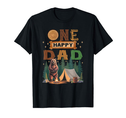 One Happy Dad Camper 1St Birthday Camping Bear T-Shirt