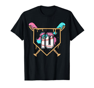 10th Birthday Baseball Bat Ice-Cream Drip 10yrs Old Boys T-Shirt